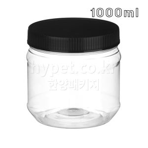플라스틱 젓갈용기 냉장냉동 소분 된장 고추장 광구통 1L, 검정캡, 200개