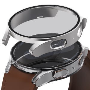 갤럭시워치7 풀커버 케이스 1+1 SET 보호 강화유리 투명+실버, 갤럭시워치7, 44mm