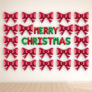 크리스마스 리본 은박풍선 셀프 대형 포토존 파티 풀 세트