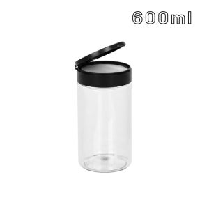 HP 올담 원형 오픈캡 플라스틱 용기 견과 간식 보관통 600ml, 검정캡, 100개