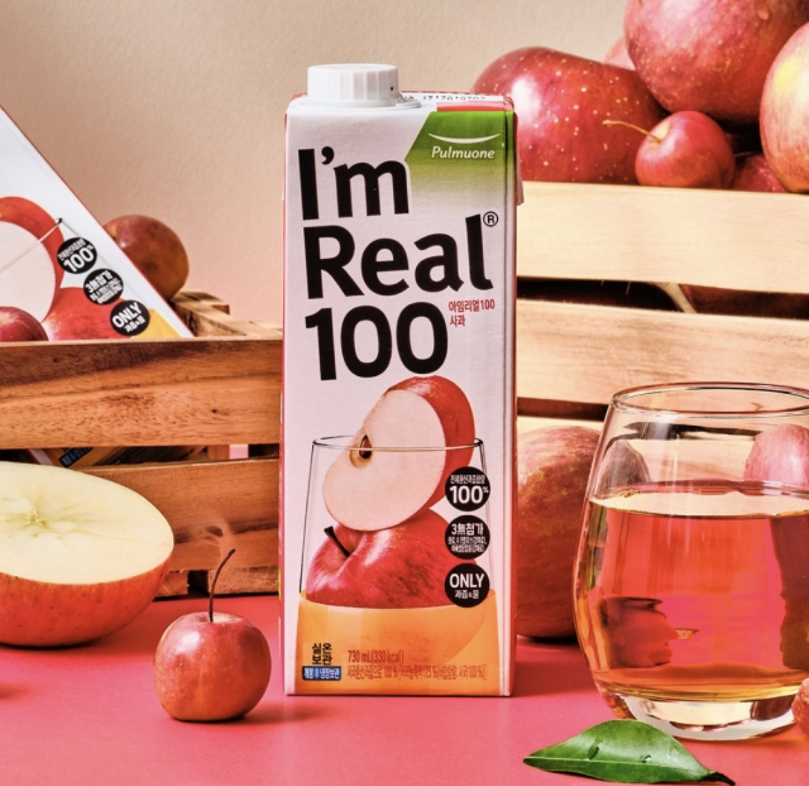 아임리얼100 사과 730ml 전체환산과즙함량 100% 사과주스