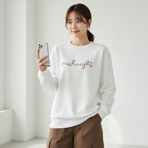 미드나잇자수 맨투맨 국내생산 남여공용 빅사이즈 특양면 기모 티셔츠 여자 여성 커플 루즈핏