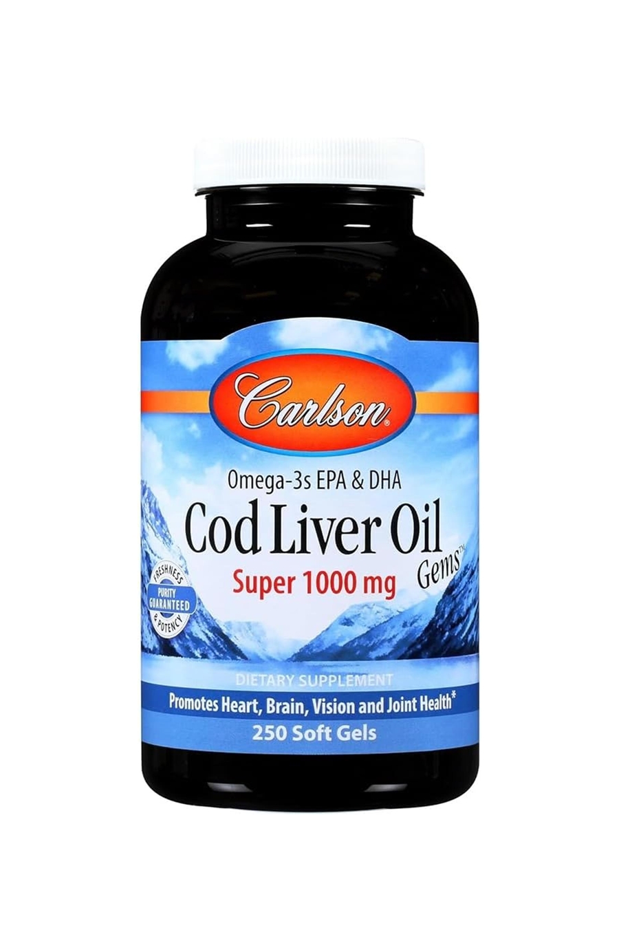 Carlson <b>코드 리버 오일</b> 슈퍼 <b>1000mg</b> 비타민D3 10mcg 400IU 250소프트젤