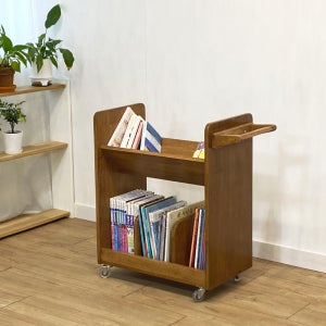 모리의하루 원목 북카트 북트롤리 이동식 2단 책장 와이드
