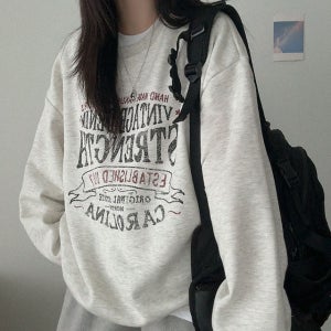 빈티지 레터링 맨투맨 여성 오버핏 프린팅티 겨울 기모