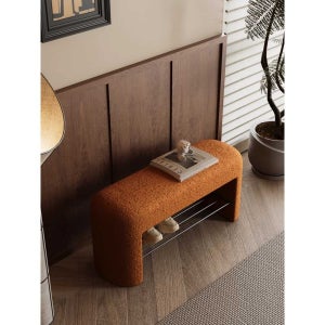 침대스툴 실내 엔틱 의자 패브릭 보조 침실 신발장 미백색 램스울 60CM