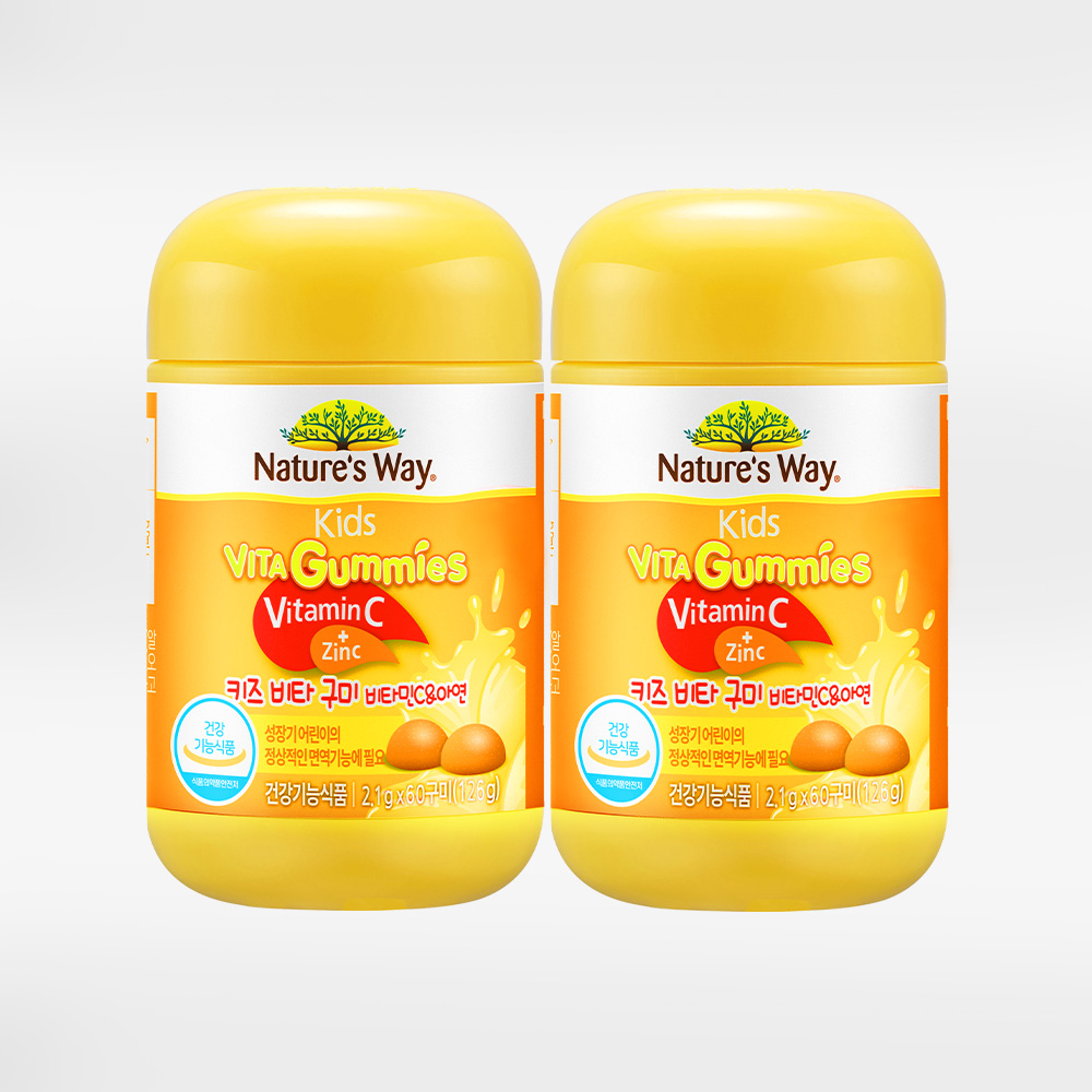네이처스웨이 키즈 비타민C 아연 레몬맛 멀티구미 비타구미 60구미, 2개