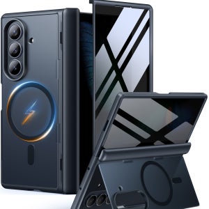 모보시 힌지 보호 맥세이프 호환 스탠드 풀커버 휴대폰 케이스 블랙, 갤럭시Z 폴드7