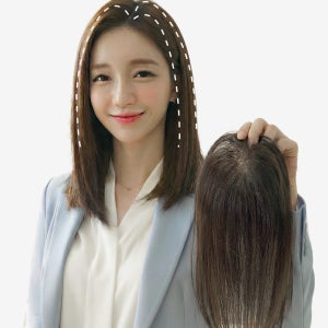 고운머리 여자 인모 불파트 정수리 부분가발 (중형 8X10) 30cm GB02 수제가발