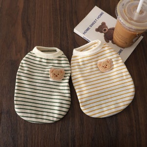 미오로 강아지 애견 스트라이프 테디 곰돌이 티셔츠