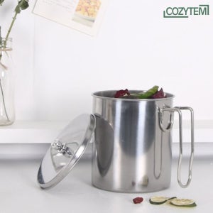 코지템 컴팩트 음식물쓰레기통(보관형) 보관통 음쓰통 스테인레스 1.3L