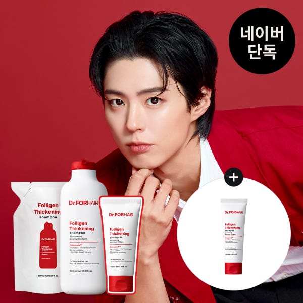 닥터포헤어 저자극 볼륨강화 탈모샴푸 폴리젠 씨크닝 샴푸 대용량 500ml+500ml리필+100ml
