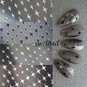 별 네일스티커 반짝 별모양 실버 블랙 화이트 골드 포인트 컬러 3개 사이즈