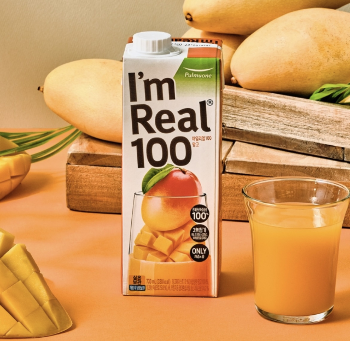 아임리얼 100 망고 730ml 전체환산과즙함량 100% 망고주스