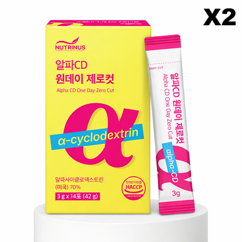 뉴트리너스 알파CD 원데이 제로컷 3g 순도 100% 파우더 14포, 2개