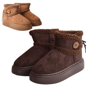 여자 방한부츠 단추 포인트 통굽 키높이 양털기모 효도화 겨울워커 5cm