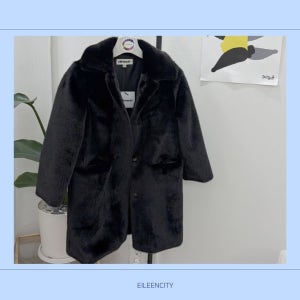 (자체제작)키즈 블랙 기본카라 퍼코트