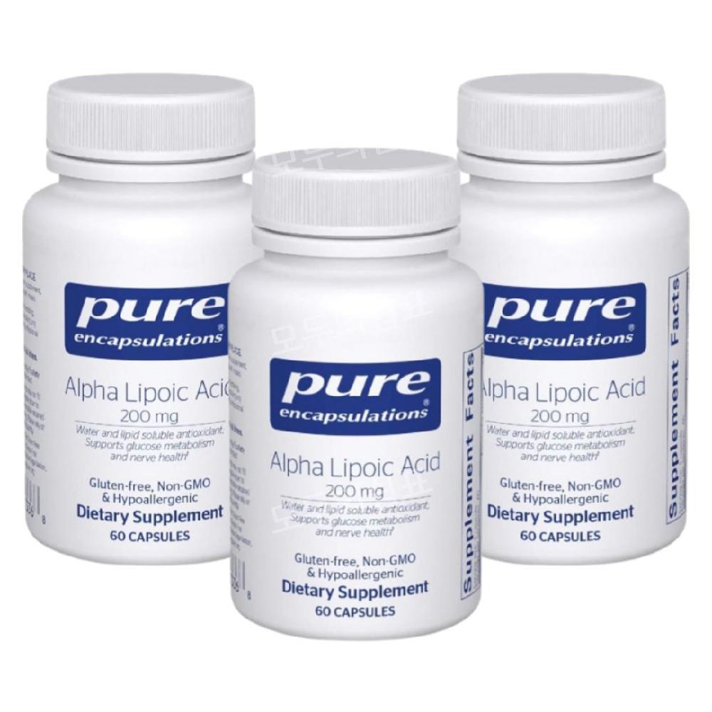 <b>퓨어인캡슐레이션 알파리포산</b> ALA 200mg 60캡슐 3개