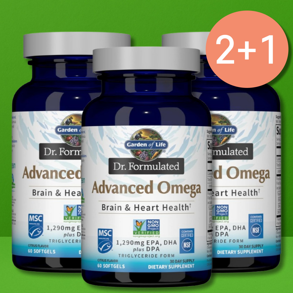 <b>가든오브라이프 오메가3</b> 1290mg 60정 PureSeaOmega3 원료 사용 레몬맛 3병