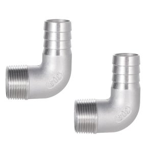 워킹레인 304 스테인리스 스틸 호스 바브 90도 엘보우 3/4인치 NPT 남성 나사산, 파이프 에어 워터 피팅 1 3/4 hose barb x 3/4 npt