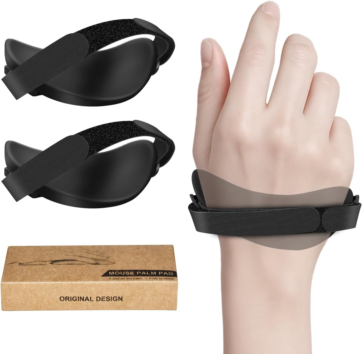 마우스 2팩용 인체공학적 오른손잡이 게이밍 손목 받침대 터널 지지 <b>피로</b> 방지 이지 <b>글라이드</b> 오피스 컴퓨터 노트북 블랙