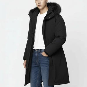 지오지아 남성 라쿤퍼 롱 다운 패딩 사파리_ABF4FP1101BK