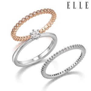 [엘르주얼리] 럭셔리 콤비 레이어드 링 3종 세트 ELBRWR109