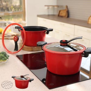 독일 몬타 요술 진공 냄비 1세트 세라믹코팅 잠금장치 자동 스팀 배출 스팀 저압력 솥 양수