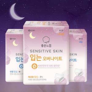 좋은느낌 센서티브스킨 입는 오버나이트 8매 X 3팩 / 입는 생리대