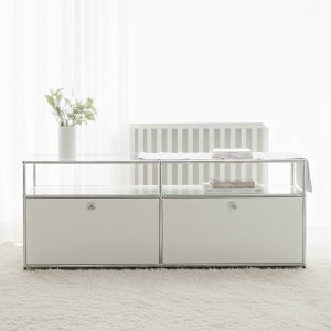 모덴 미드센츄리 모듈 2단 거실장 높은 철제 티비다이 1520x370x565, 화이트