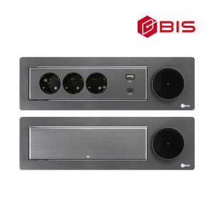플랫 회전 3구 1USB 1C타입 매립형 빌트인콘센트-다크그레이 BIS 비아이에스