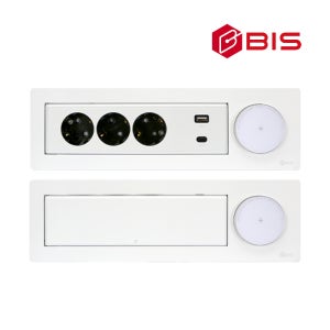 플랫 회전 3구 1USB 1C타입 매립형 빌트인콘센트-화이트 BIS 비아이에스