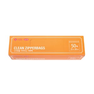 롯데이라이프 크린지퍼백 투명 비닐 일회용 지퍼팩 대 25x30cm 50매