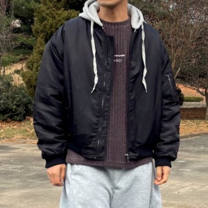 남자항공점퍼 남자항공패딩 후드 탈부착 위닝