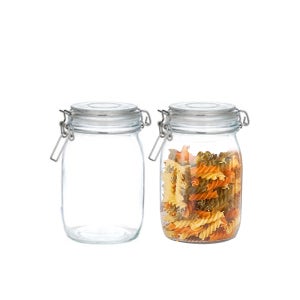 버클 유리 밀폐용기 과일청 병 원두보관통 담금주병 캐니스터 1.5L, 2개
