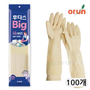 후디스 가정용 식품용 고무장갑 XXL(특특대), 100개