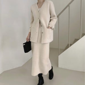 코히 여성 니트셋업 세트 니트 하객룩투피스 셋업 상하세트 치마 스커트 겨울