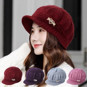 메종 패션 방한모자 겨울 브로치 털모자 중년 여성