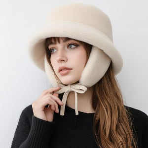 겨울버킷햇 여성 퍼 귀달이 방한모자