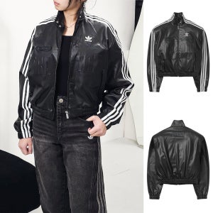 아디다스 여성 오버핏 레더 바이커 자켓 삼선 가죽잠바