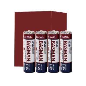바스맨 2세대 C타입충전 AA건전지 4개입 건전지/배터리 1.5V 리튬이온충전지