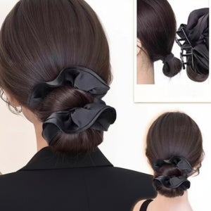 스크런치 가발 집게핀 부분가발 로우번 블랙 새틴집게핀 셀프 헤어스타일