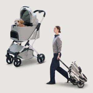 리카리카 강아지 유모차 듀오플렉스 일체분리형 원터치 폴딩 애견 개모차