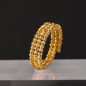 24K 순금 컷팅볼 레이어드 링 코첼라 세줄 여자친구 기념일 선물 금반지