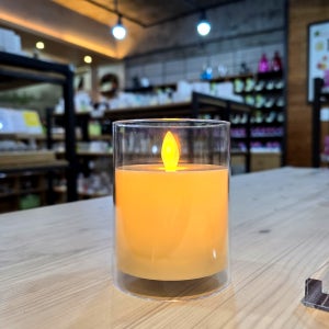 LED초 글라스 캔들 투명 10cm 건전지 전자 양초 흔들리는 촛불