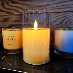 LED초 글라스 캔들 투명 12.5cm 건전지 전자 양초 흔들리는 촛불