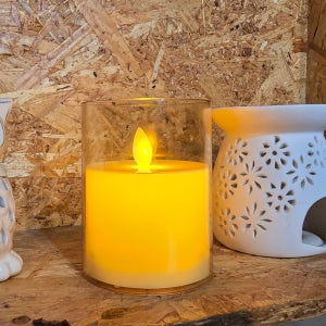 LED초 글라스 캔들 앰버 10cm 흔들리는 촛불 건전지 전자 양초