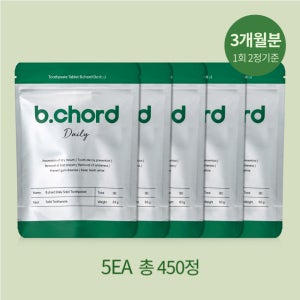 [총450정 3개월분] 비코드 고체치약 민트향 리필형 90정x5개 대용량