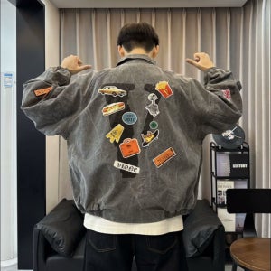 VLONE 그래피티 빅로고 워싱 항공 점퍼 가을겨울 남녀공용 오버핏 자켓 VLBO25001