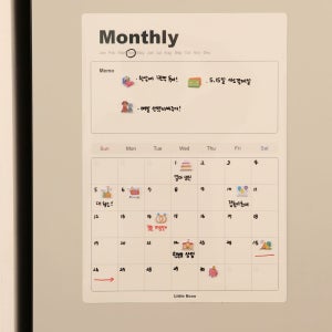 리틀빈 냉장고 보드 비스포크 오브제 투명 화이트 접착식 주간 월간 스케쥴 이유식 캘린더 달력
